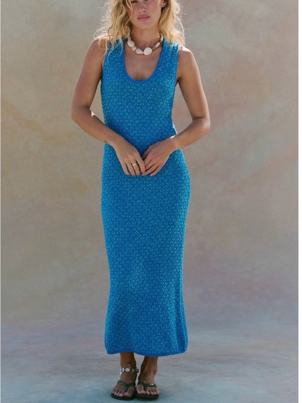 New! Free People Blue Sweater Midi bodycon Dress / NWT